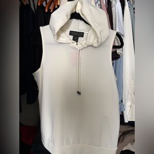 Rachel Zoe Off-White Sleeveless Hoodie